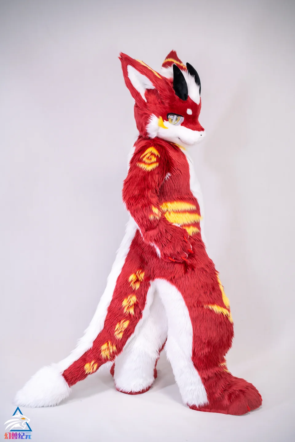 Red and gold winged dragon, HUAN series, studio photograph