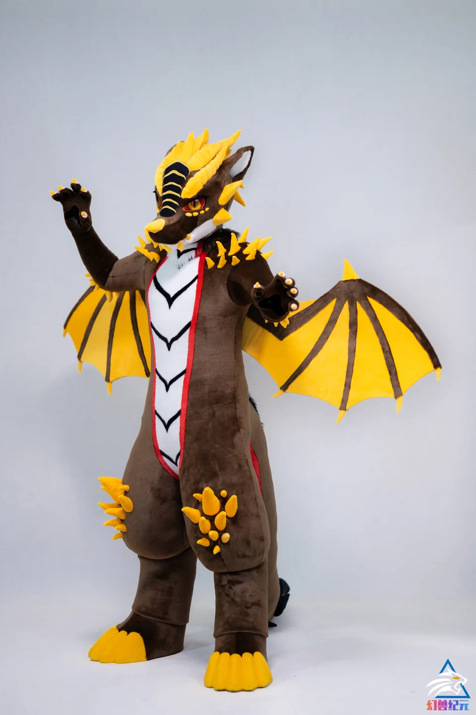 Brown and yellow winged dragon, LAN series, studio photograph
