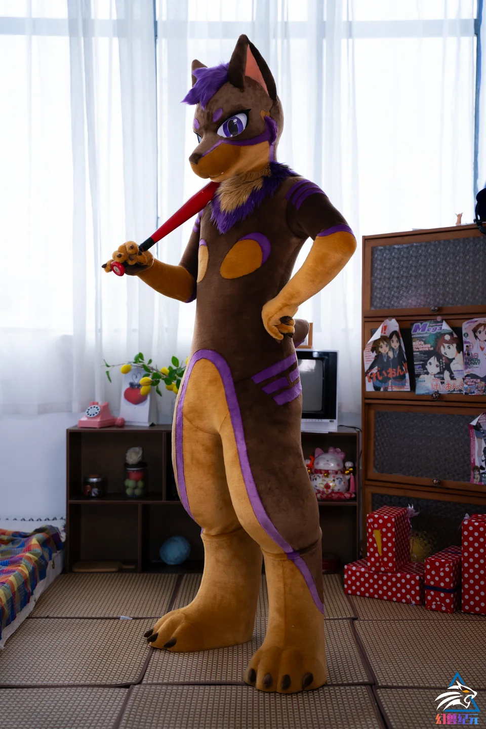 Brown, purple and gold canine, LAN series, studio photograph